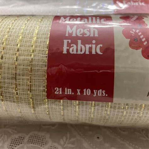 nicole crafts metallic mesh fabric|2 Nicole Metallic Mesh Fabric 21” By 10 Yards White And Gold .